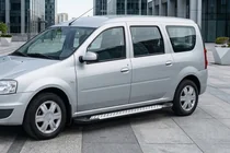 Lada Largus 2012- гг. Боковые Подножки Тип X5 (2 шт., Алюминий) фото 1