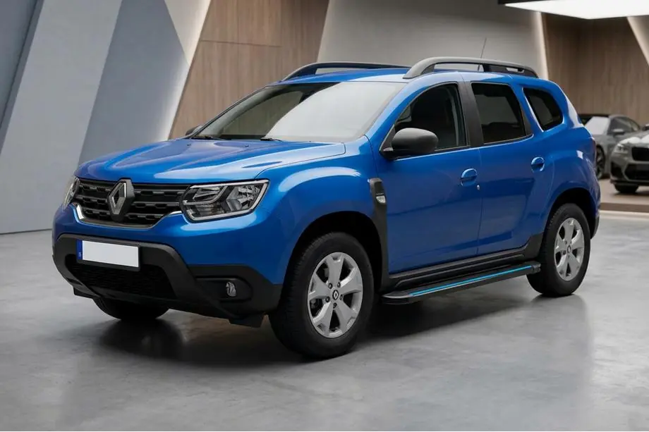 Dacia Duster 2018-2024 гг. Боковые Подножки Maya Blue (2 шт., Алюминий) Image