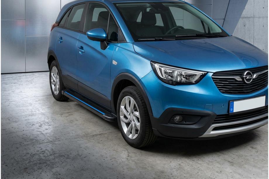 Opel Crossland X 2017-2024 гг. Боковые Подножки Maya Blue (2 шт., Алюминий) Image