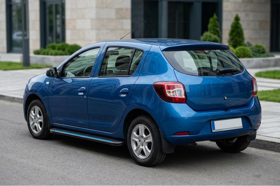Renault Sandero 2013-2022 гг. Боковые Подножки Maya Blue (2 шт., Алюминий) Image
