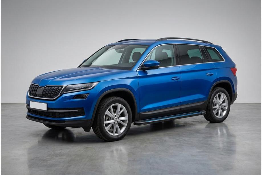 Skoda Kodiaq 2016-2023 гг. Боковые Подножки Maya Blue (2 шт., Алюминий) Фото 1