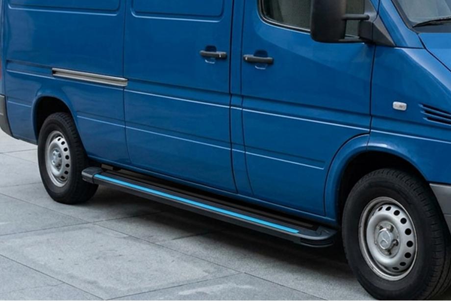 Volkswagen LT 1995-2006 гг. Боковые Подножки Maya Blue (2 шт., Алюминий) Image