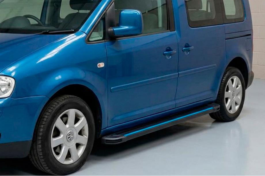 Volkswagen Caddy 2010-2015 гг. Боковые Подножки Maya Blue (2 шт., Алюминий) Фото 1