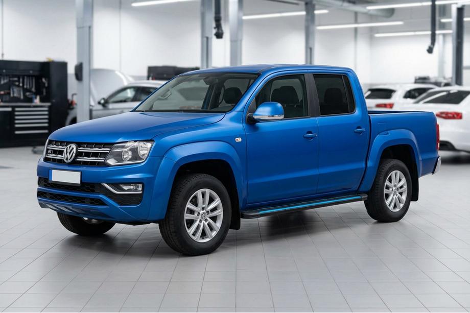 Volkswagen Amarok 2010-2022 гг. Боковые Подножки Maya Blue-Black (2 шт., Алюминий) Image