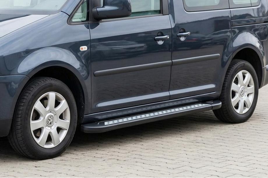 Volkswagen Caddy 2010-2015 гг. Боковые пороги New Vision Black (2 шт., алюминий) Макси база Image