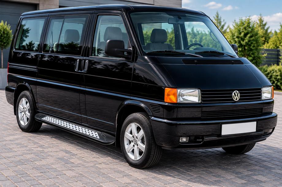Volkswagen T4 Caravelle/Multivan 1990–2003 гг. Боковые пороги New Vision Black (2 шт., алюминий) Фото 1
