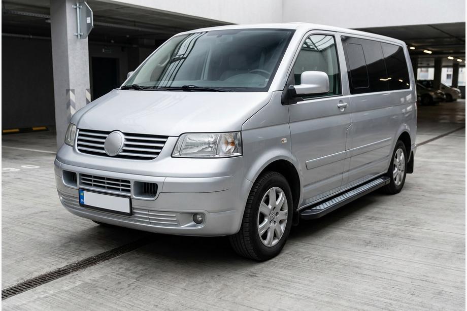 Volkswagen T5 Transporter 2003-2010 гг. Боковые пороги New Vision Black (2 шт., алюминий) Длинная База Фото 1