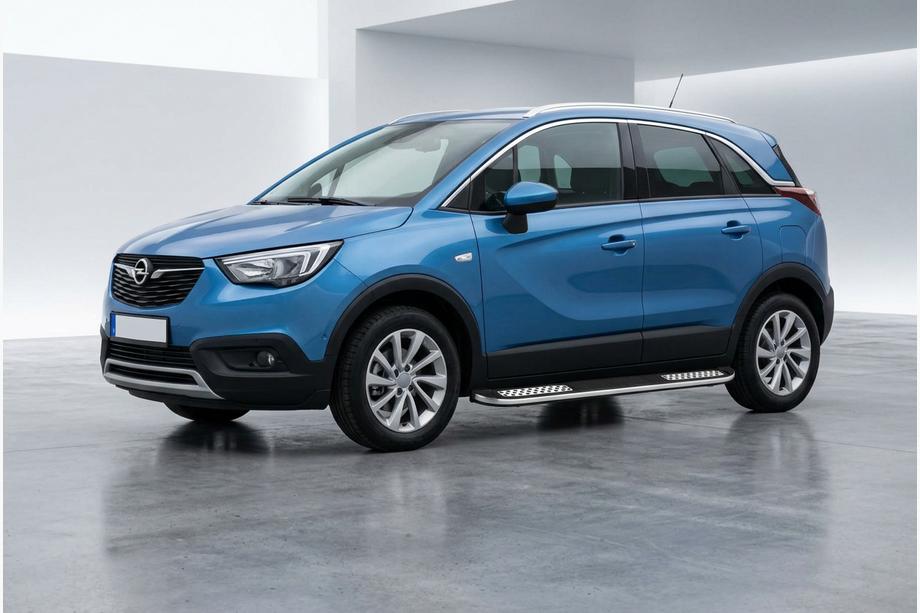 Opel Crossland X 2017-2024 гг. Боковые Подножки Tayga V2 (2 шт., Алюминий) Image