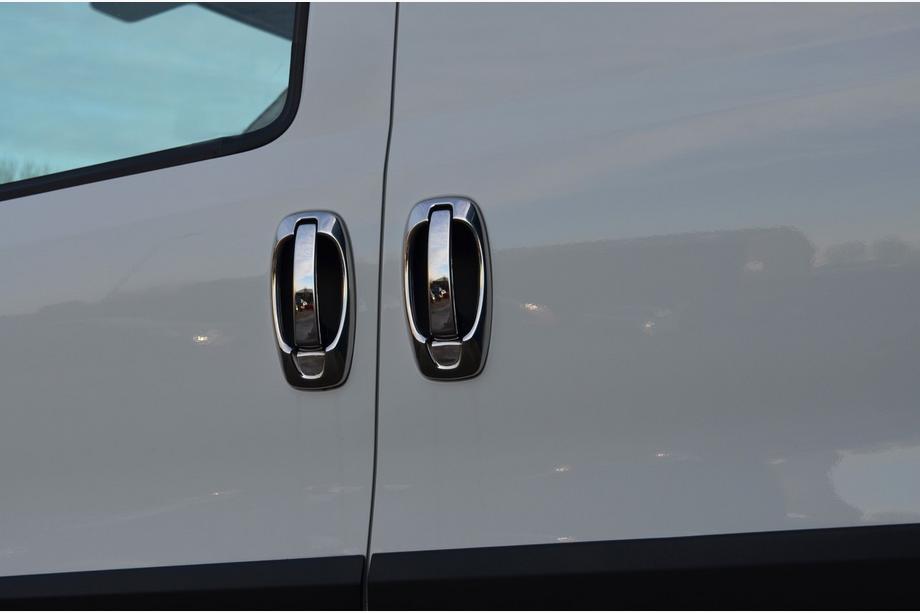 Fiat Doblo II 2010-2022 гг. Хромированные накладки и окантовки на ручки (8 шт., нержавейка) Carmos - Турецкая Нержавеющая Сталь Image