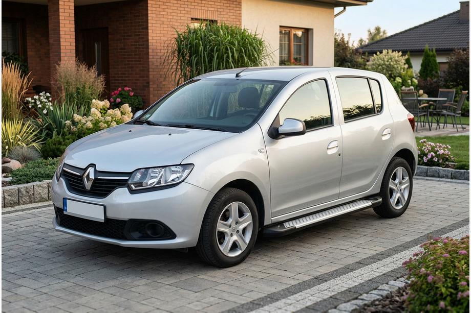 Renault Sandero 2013-2022 гг. Боковые Подножки Allmond Grey (2 шт., Алюминий) Image