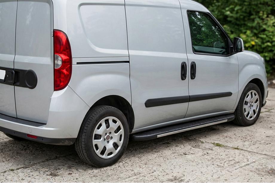 Fiat Doblo II 2010-2022 гг. Боковые пороги Bosphorus Grey (2 шт., алюминий) Image