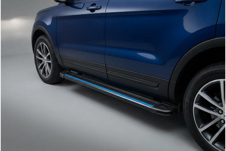 Ford Explorer 2011-2019 гг. Боковые Подножки Maya Blue (2 шт., Алюминий) Image