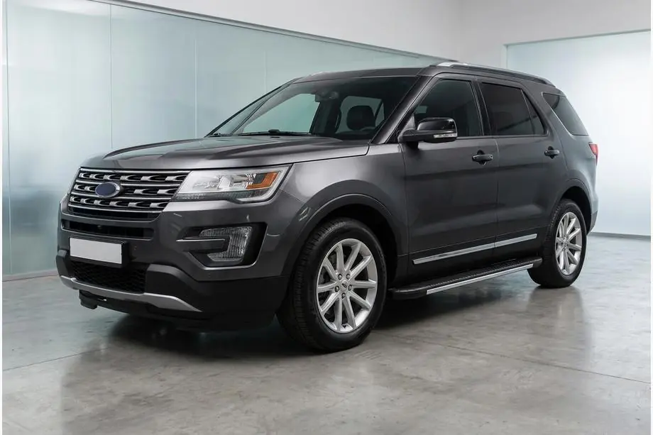 Ford Explorer 2011-2019 гг. Боковые пороги Bosphorus Grey (2 шт., алюминий) Image
