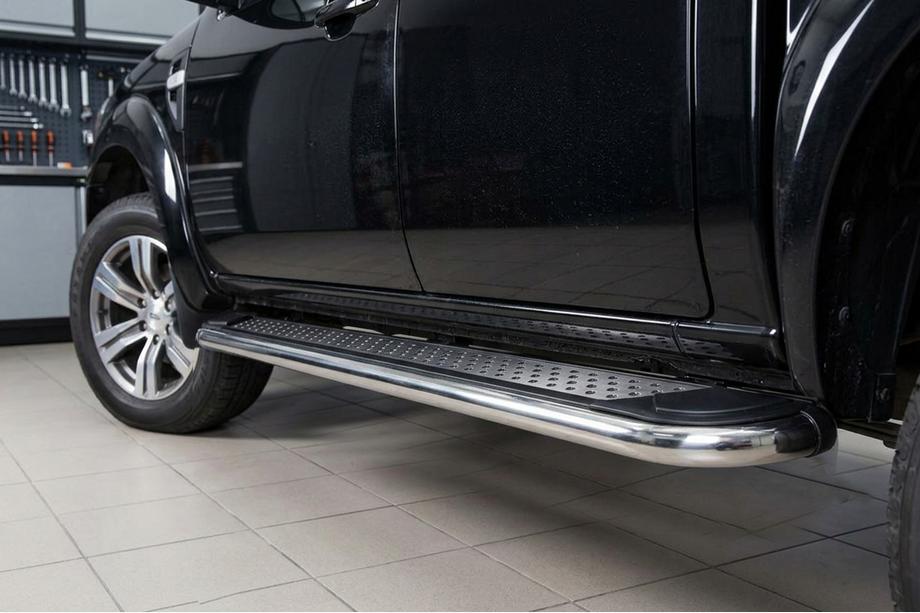 Ford Ranger 2007-2011 гг. Боковые Подножки Maydos V2 (2 шт., нержавейка) Image