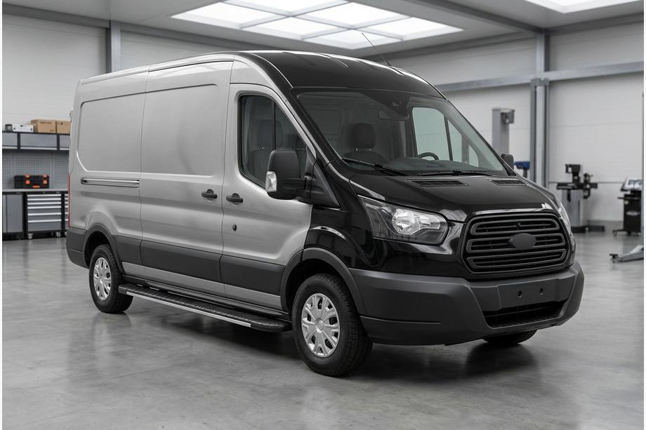 Ford Transit 2014- гг. Боковые пороги Bosphorus Grey (2 шт., алюминий) Image