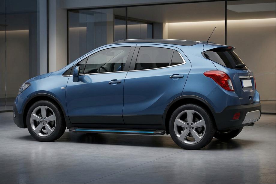 Opel Mokka 2012-2021 гг. Боковые Подножки Maya Blue (2 шт., Алюминий) Image