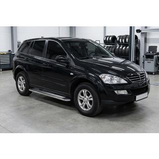 Боковые Подножки Maydos V2 (2 шт., Алюминий и Нержавейка) SsangYong Action 2005-2018 гг. фото 1