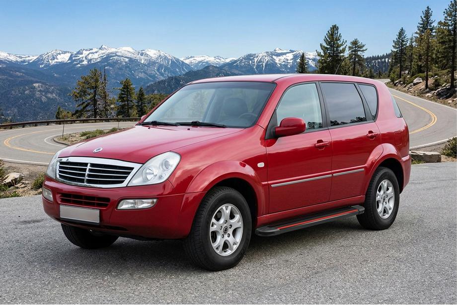 SsangYong Rexton I 2001-2017 гг. Боковые Подножки Maya Red (2 шт., Алюминий) 2005-2012 Image