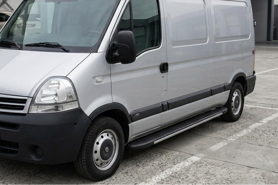 Renault Master 1998-2010 гг. Боковые пороги Bosphorus Grey (2 шт., алюминий) Image