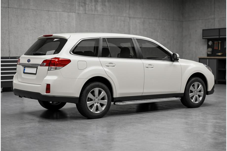 Subaru Outback 2009-2014 гг. Боковые Подножки Maydos V2 (2 шт., Алюминий и Нержавейка) Image