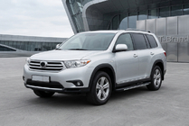 Toyota Highlander 2008-2013 гг. Боковые пороги Bosphorus Grey (2 шт., алюминий) фото 1