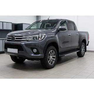 Боковые пороги Bosphorus Grey (2 шт., алюминий) Toyota Hilux 2015- гг. фото 1