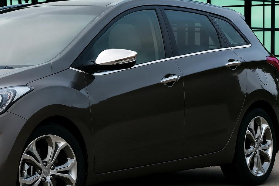Hyundai Accent 2011-2017 гг. Накладки на зеркала с вырезом под поворотник (2 шт) OmsaLine - Итальянская Нержавейка Image
