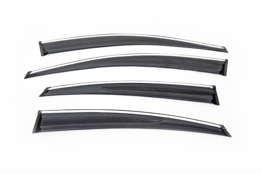 Hyundai Accent 2011-2017 гг. Ветровики с хромом SD (4 шт., Sunplex Chrome) Фото 2