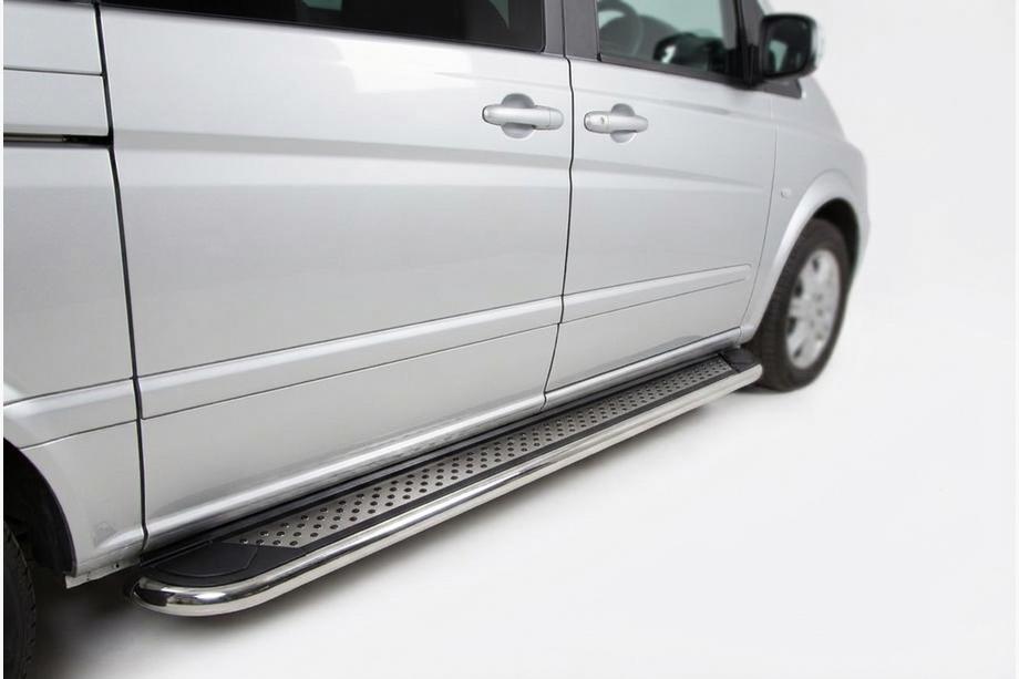 Mercedes Viano 2004-2014 гг. Боковые Подножки Maydos V2 (2 шт., Алюминий) Image