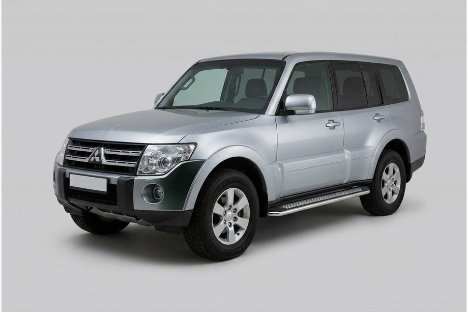 Mitsubishi Pajero Wagon IV 2006-2021 гг. Боковые Подножки Maydos V2 (2 шт., Алюминий и Нержавейка) Фото 4