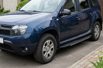 Dacia Duster 2008-2018 гг. Боковые пороги Bosphorus Grey (2 шт., алюминий) фото 1