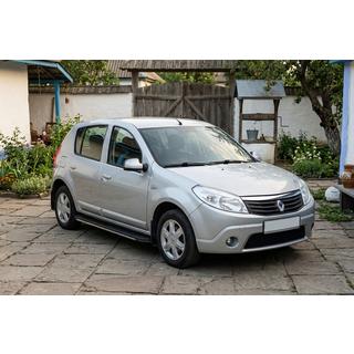 Боковые пороги Bosphorus Grey (2 шт., алюминий) Dacia Sandero 2007-2013 гг. фото 1