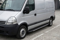 Nissan Interstar 2002-2010 гг. Боковые пороги Bosphorus Grey (2 шт., алюминий) фото 1
