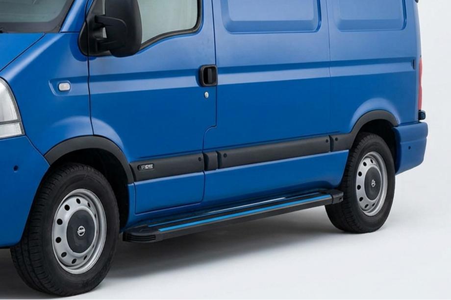 Nissan Interstar 2002-2010 гг. Боковые Подножки Maya Blue (2 шт., Алюминий) Image