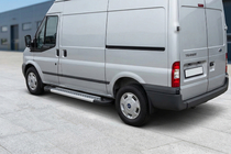Ford Transit 2000–2014 гг. Боковые Подножки New Vision Grey (2 шт., Алюминий) L3/L4 (длинная) фото 1