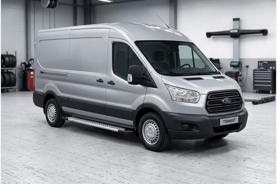 Ford Transit 2014- гг. Боковые Подножки New Vision Grey (2 шт., Алюминий) Image