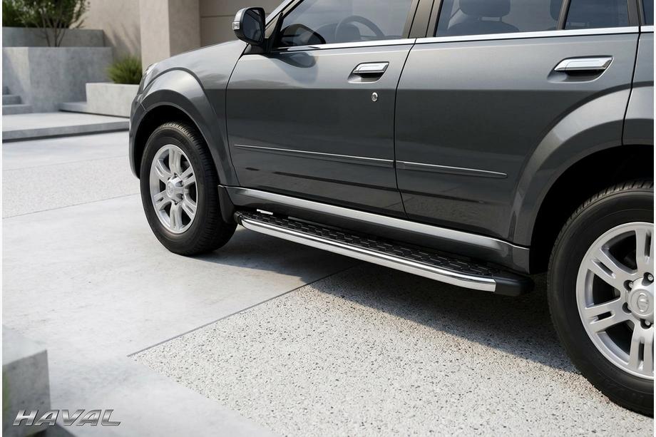 GreatWall Haval/Hover H3 2005-2013 гг. Боковые Подножки BlackLine (2 шт., Алюминий) Image
