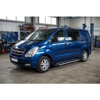 Боковые пороги RedLine V1 (2 шт., алюминий) Hyundai H300, H1, Starex 2008-2020 гг. фото 1