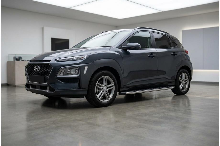 Hyundai Kona 2017-2023 гг. Боковые Подножки BlackLine (2 шт., Алюминий) Фото 1