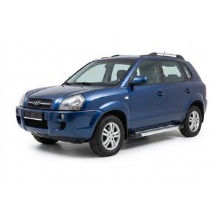 Боковые Подножки New Vision Grey (2 шт., Алюминий) Hyundai Tucson JM 2004- гг. фото 1