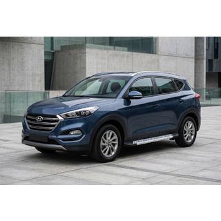 Боковые Подножки New Vision Grey (2 шт., Алюминий) Hyundai Tucson TL 2016-2021 гг. фото 1