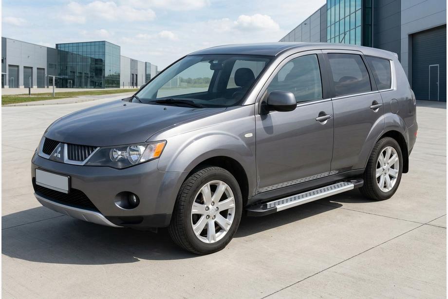 Mitsubishi Outlander 2006-2012 гг. Боковые Подножки New Vision Grey (2 шт, Алюминий) Фото 1