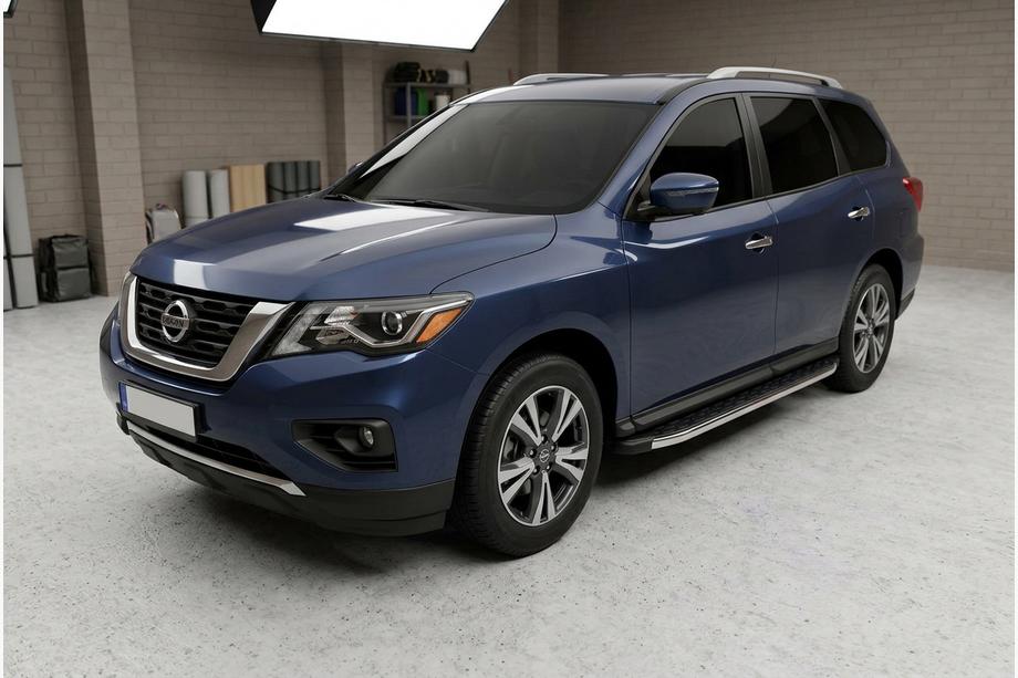 Nissan Pathfinder R52 2012-2021 гг. Боковые Подножки BlackLine (2 шт, Алюминий) Image