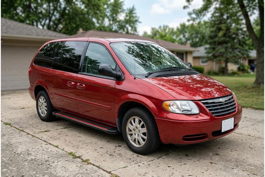 Chrysler Voyager 2001-2007 гг. Боковые Подножки Maya Red (2 шт., Алюминий) Image