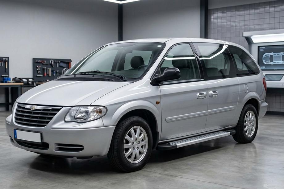 Chrysler Voyager 2001-2007 гг. Боковые Подножки New Vision Grey (2 шт., Алюминий) Image