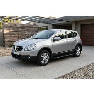 Боковые Подножки Tayga Black (2 шт., Алюминий) Nissan Qashqai 2007-2010 гг. фото 1