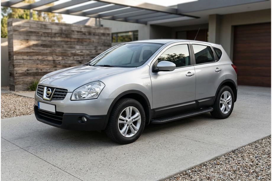 Nissan Qashqai 2007-2010 гг. Боковые Подножки Tayga Black (2 шт., Алюминий) Image