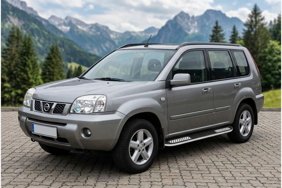 Nissan X-trail T30 2002-2007 гг. Боковые Подножки Tayga V2 (2 шт., Алюминий) Image