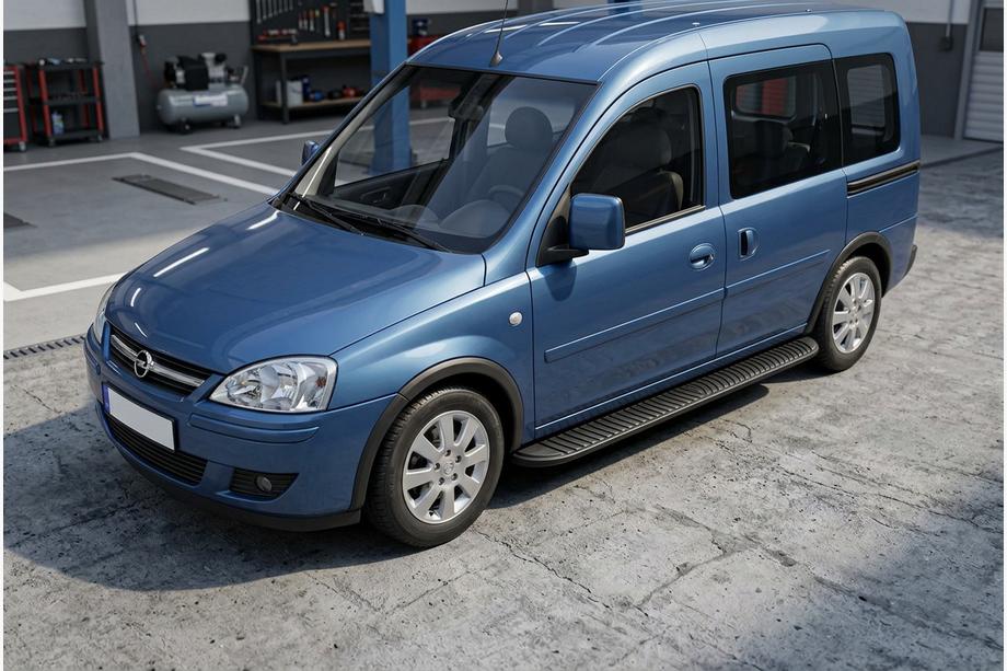 Opel Combo 2002–2012 гг. Боковые Подножки Tayga Black (2 шт., Алюминий) Image
