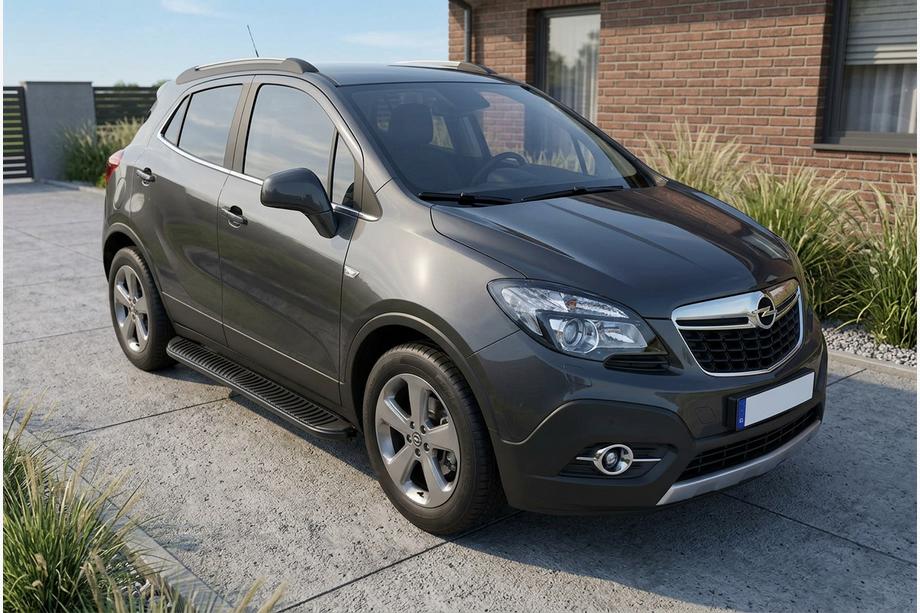 Opel Mokka 2012-2021 гг. Боковые Подножки Tayga Black (2 шт., Алюминий) Image